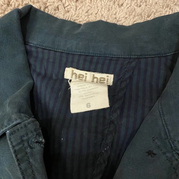 anthro Hei Hei Cargo Canvas Utility Jacket Military Long Sleeve Blue Size 6 - Picture 8 of 11